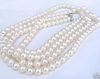 long 50" genuine natural 7-8MM white Seawater pearl necklace Sweater chain silver clasp