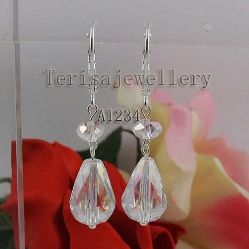 Factory Wholesale A1234#Girl Woman's Earring White Crystal Jewellery Wedding Earring Free Shipping