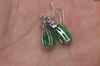 Free Shipping - Beautiful alloy natural green jade earrings, hand-made - drop shape - charm earrings (1 pair price)