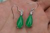 Free Shipping - Beautiful alloy natural green jade earrings, hand-made - drop shape - charm earrings (1 pair price)