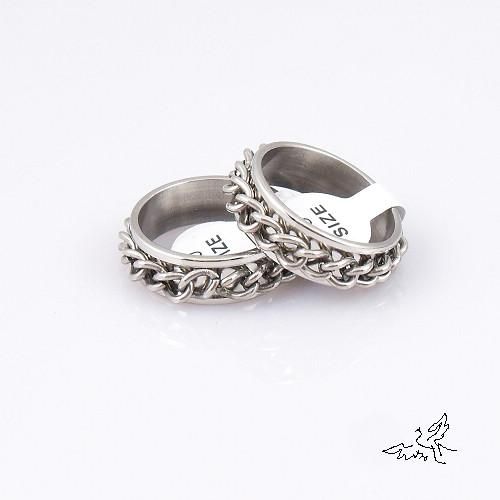 Rotate Chain Link Ring Industrial Metal Punk in metallo Bling argento tono anelli in acciaio inossidabile