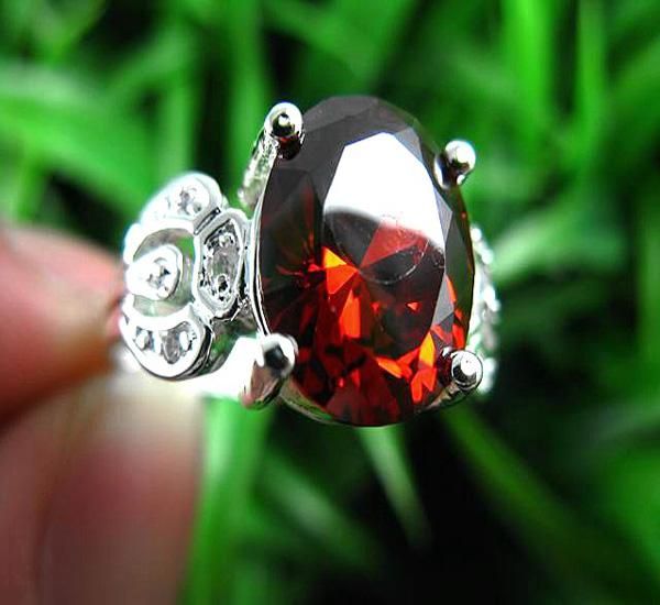 Мистические кольца драгоценного камня 925 серебряный огонь красный цвет топаза кольцо Gemstone размер 8