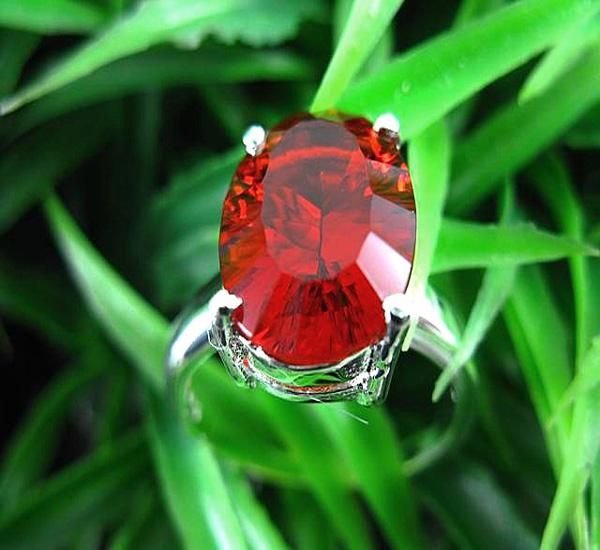 Anéis de pedras preciosas místicas 925 Silver Fire topázio vermelho anel de pedras preciosas tamanho 8