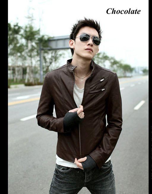 Mens Jacket Autumn Character Original Korean Trend Leather Jackets Dark ...