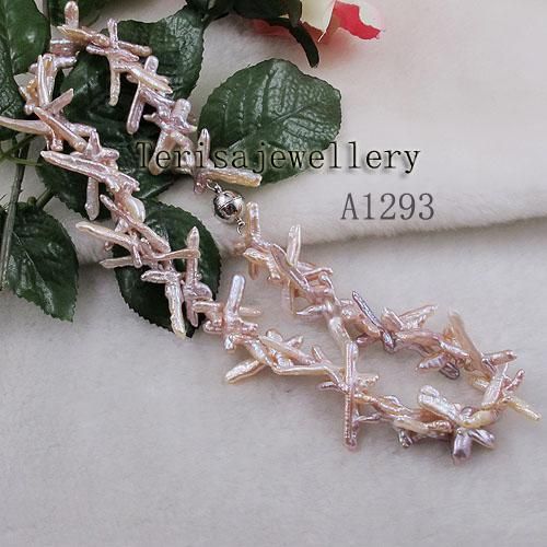 Fábrica al por mayor A1293 # collar de la mujer de color rosa collar de perlas de agua dulce joyería natural