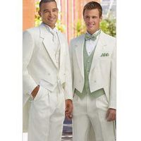 Düğün smokin çift göğüslü çentik yaka yeni beyaz damat kuyruk kat düğün erkek takım elbise damat takım elbise (ceket+pantolon+kravat+yelek) 05