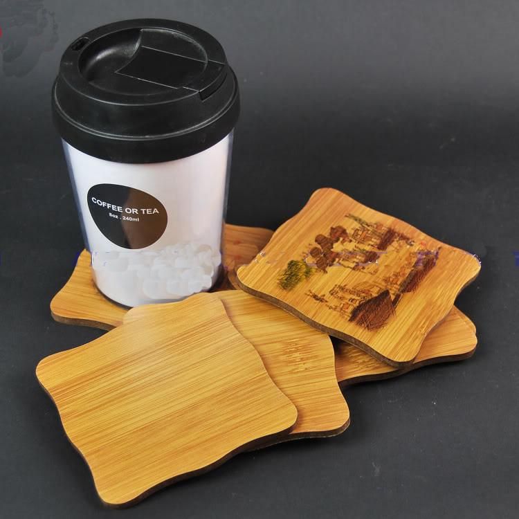 Bamboe Gedrukt geschenk Coaster Coffee Cup Pad Etnische Decoratieve Onderzetters Set Groothandel met Packing Box / Pack = 6 stks Gratis