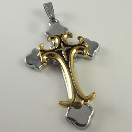Stainless Steel Double Cross Pendant Stainless Steel Cross Necklace ...