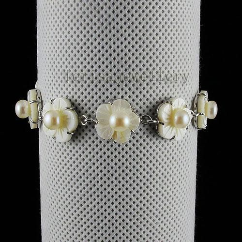 bracelet fleur blanc couleur coquille d'eau douce perle nouvelle femme bijoux bracelet en gros A1365