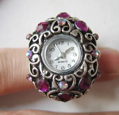 

Elastic Quartz Finger Ring Watch Gem Ring Watch 30pcs/lot, Multi-color
