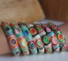 Bracelets Personnalisés Pas Cher Unique Large 1.7cm Mode Alliage De Cuivre CZ Cloisonné Bijoux 12pcs / pack