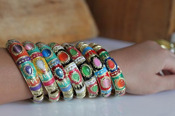 Cheap Personalized Bracelets Unique Wide 1.7cm Fashion Copper Alloy CZ Cloisonne Jewelry 12pcs/pack