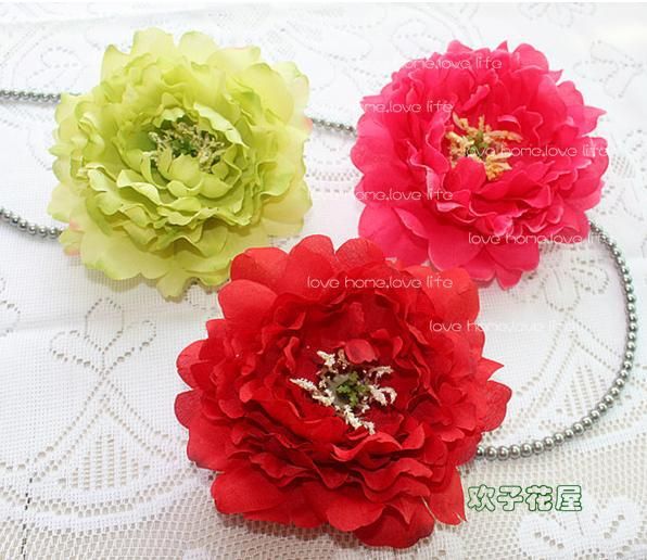 Cabeças de flor de seda de peônia 14 cm Flores Artificiais Única Cabeça Peônia Rose flower ball e Jóias DIY Acessórios