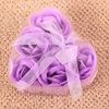 Tvål Blommuppsättning Hardmade Rose Petals Flower Paper Sound Purple 180pcs = 30boxar (6pcs = 1box) Välj färg