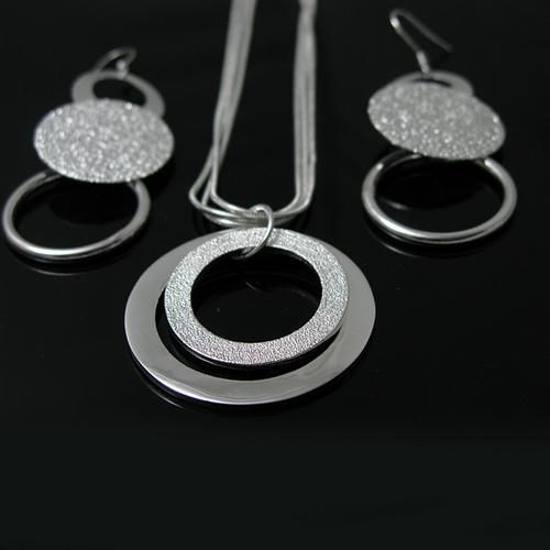 New Fashion Jewelry 925 Silver Charm Elegant Circle Earring Necklace