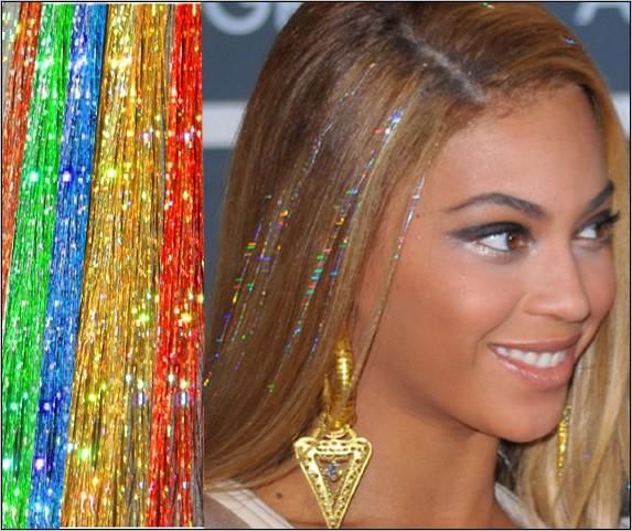 24 "Bellavia Tinsel Hair Extensions / Bling String 3D Rainbow, 1500 Strands / Lot Free Shipping