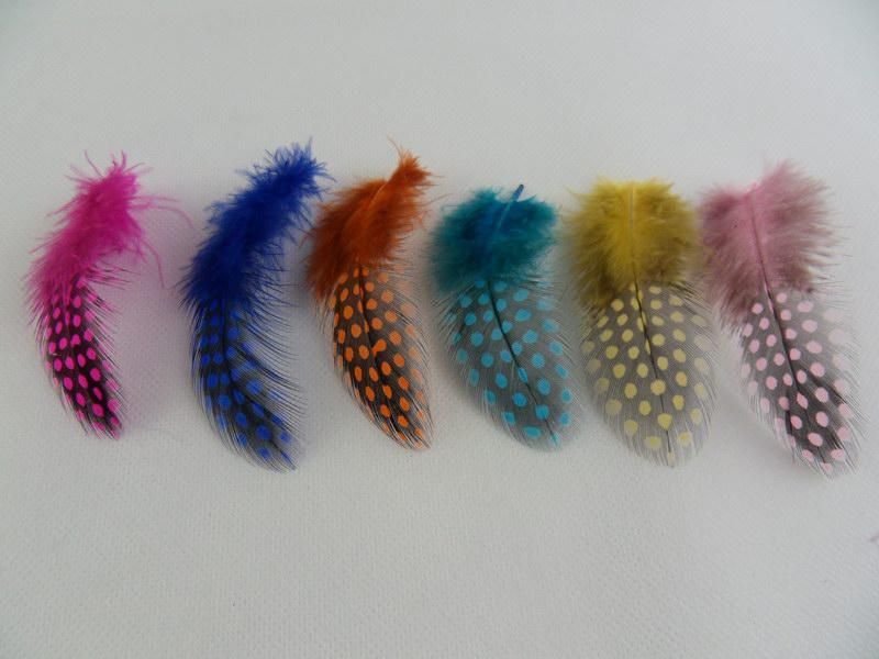 

Real Feather Hair Extension 100pcs Feathers with free beads Stripped Goose Feathers, Mix color