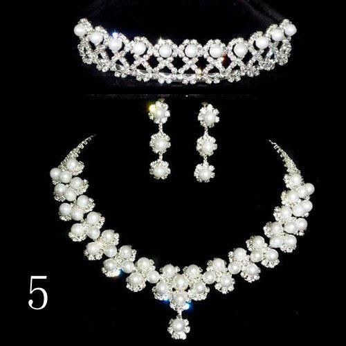 9styles heißer Verkauf Dreidepiece Brautzubehör Tiaras Haar Halskette Ohrringe Zubehör Hochzeit Schmuck Sets heiß