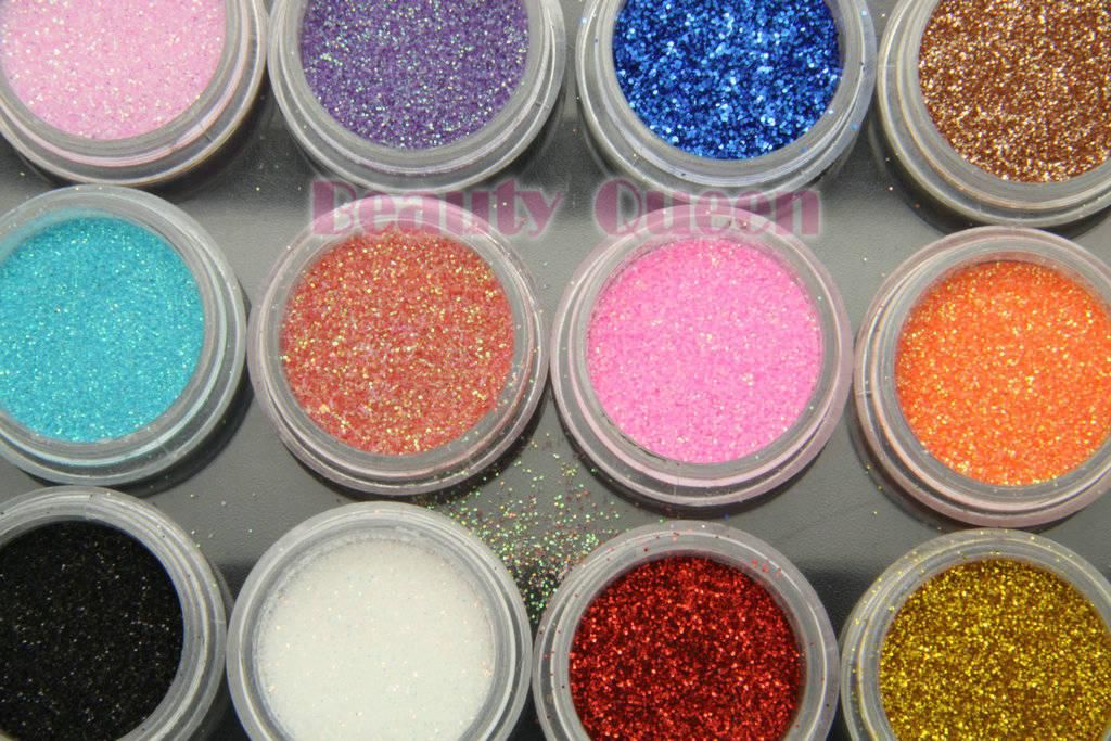 25 takım / grup 12 renkler Nail Art Glitter Toz Toz Pro UV Akrilik JEL Dekorasyon İpuçları * Ücretsiz Kargo