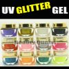 12SETS / LOT 12 FÄRG 8ML MIX Glitter Colors UV Builder Gel Kit Set för Nail Art Salon * Gratis frakt