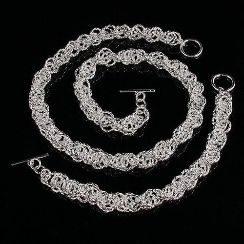 Ny stil mans 925 sterling silver halsband armband smycken set gratis frakt grossist A1496