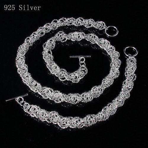 Novo estilo do Homem 925 sterling silver necklace pulseira conjunto de jóias frete grátis atacado A1496