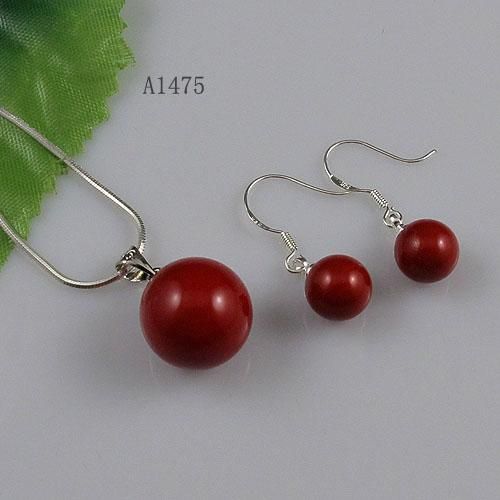 beautiful red color mother-of-pearl earring pendant wholesale woman's jewelry A1475