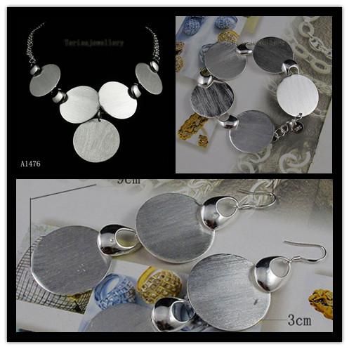 beautiful silver jewelry set necklace bracelet earring wholesale woman's jewelry free shipping A1476