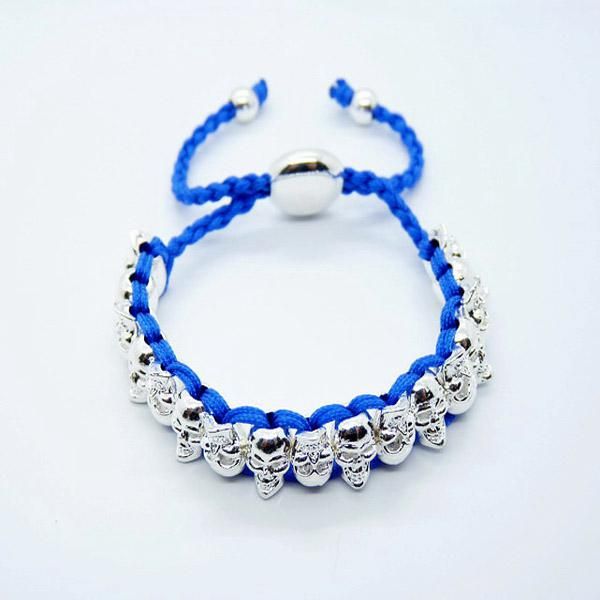 Bracelet de liens de mode squelette humain bleu à la main d'amitié 925 cadeau de Noël en argent de 