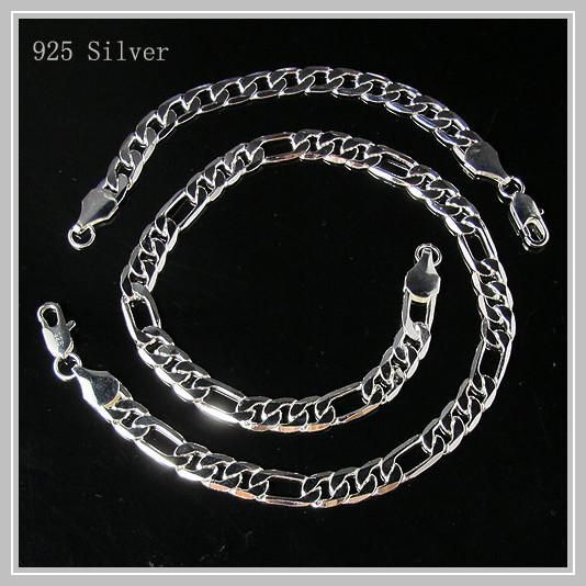 Man's 925 Sterling Silver Naszyjnik Bransoletka Zestaw Biżuterii Damska Darmowa Wysyłka Hurtownie A1498