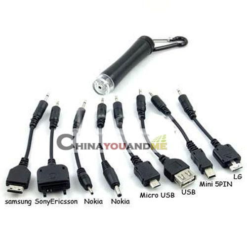 Portable AA Battery Emergency Cell Phone Charger, MP3/4 Charger Coat