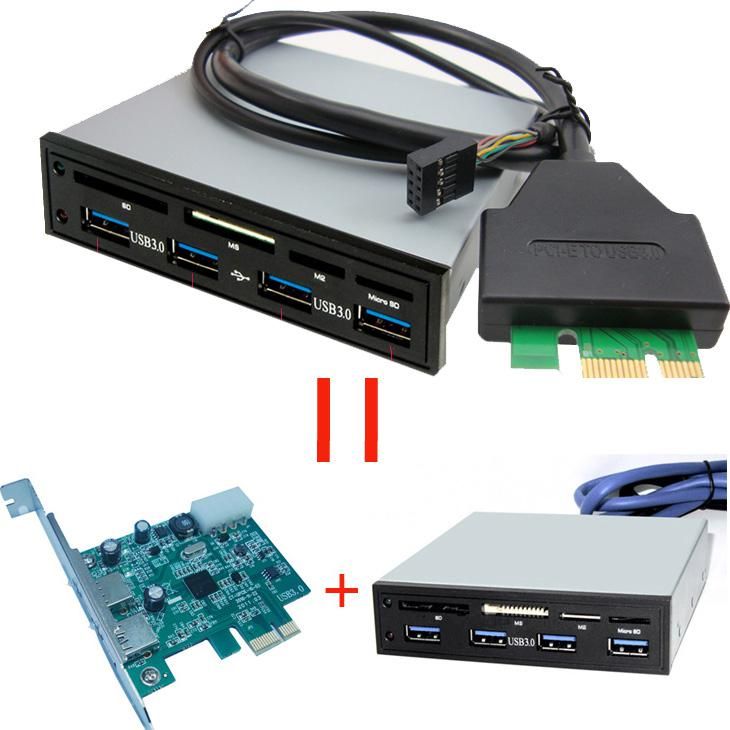 2019 PCI E PCI Express To USB 3.0 HUB With 3.5 Internal Card ReaderSix