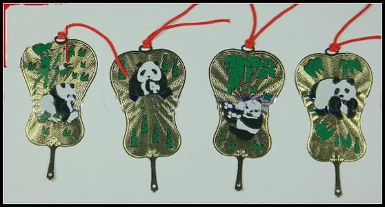 Cloisonne Panda Gift Bookmarks Chinese style Crafts Handmade Metal Copper Fashion Bookmark /pack