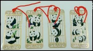 Bookmarks de presente de Cloisonne Panda Bookmarks Estilo chinês artesanais Metal Cobre Fashion Bookmark 10Sets / Pack