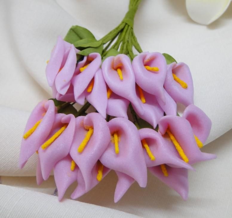 Ücretsiz Kargo-Yeni Varış Beyaz Beatuiful El Yapımı Mini Calla Zambak Çiçek düğün davetiyesi için ca