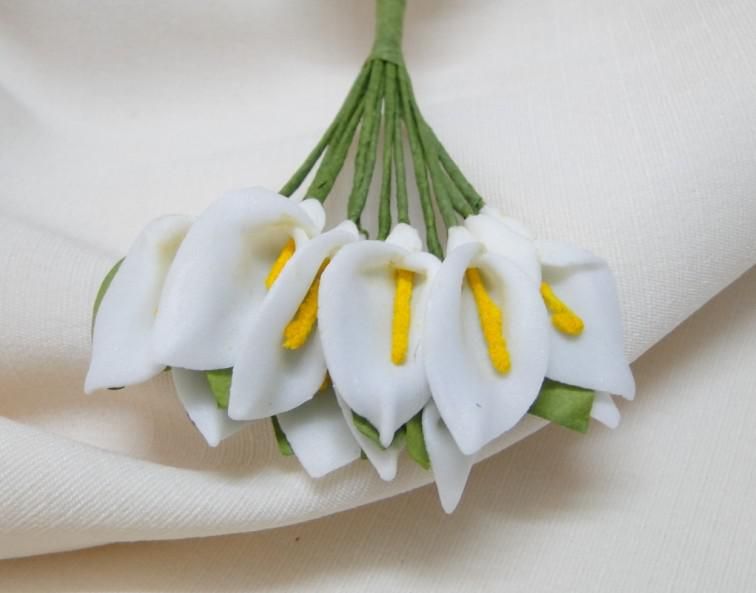 Kostenloser Versand - Neue Ankunfts-weiße Beatuiful handgemachte Mini-Calla-Lilienblume für Hochzeitseinladung ca