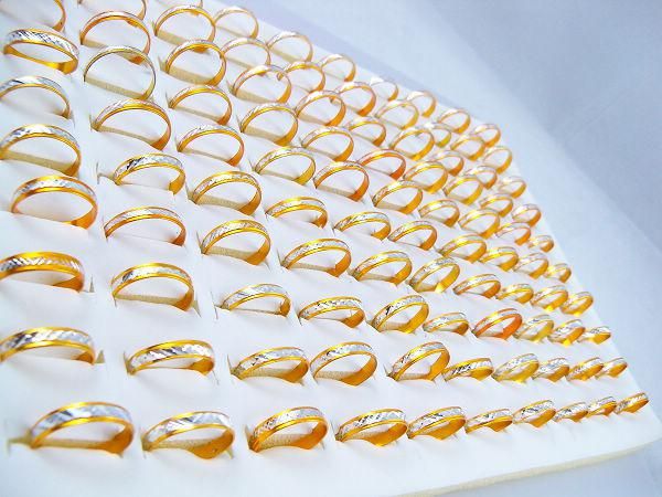 4 мм золотой тонал алюминиевые кольца смешанные модные украшения кольцо 200 шт. Лоты1348171
