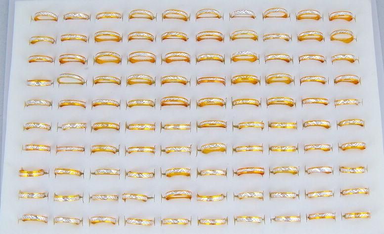 Anillos de aluminio del tono del oro de 4m m Anillo mezclado de la joyería de la manera porciones
