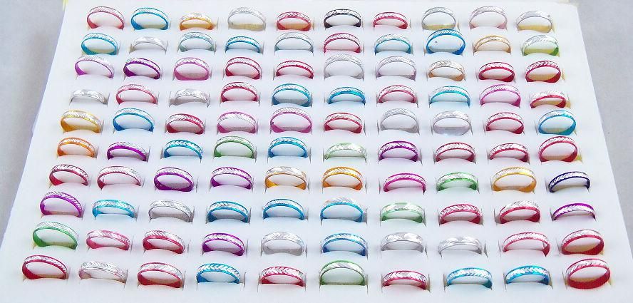 Anéis De Alumínio Multicolor 4mm Mixed Moda Anel De Jóias 200 unidades de lotes