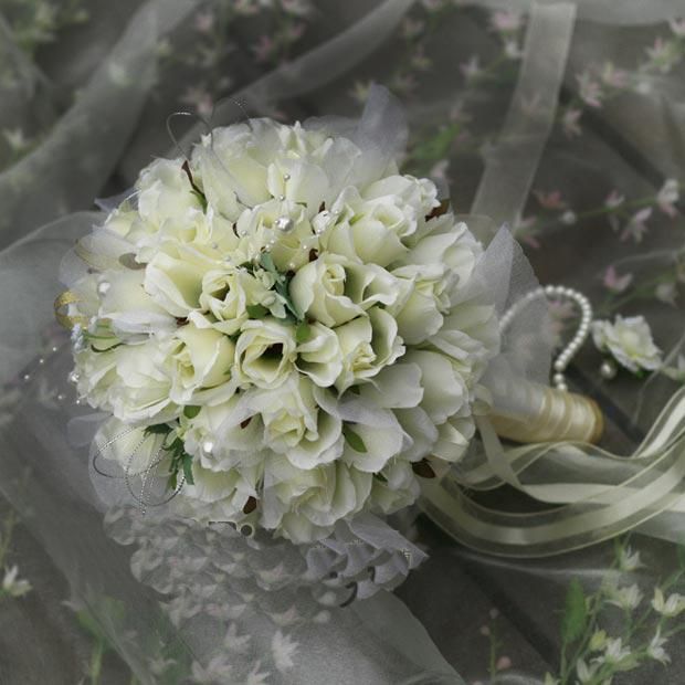 2016 New Arrival Big White Beige Champagne Kwiat Bukiet Bukiet / Wedding Bukiety / Artifical Flowers / Wedding Favors
