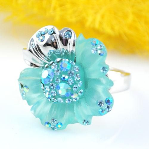 New Rings Jewelry , blue lotus antique flower ring new style rings RN-409D-image-115655750