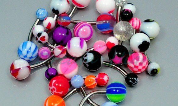Ücretsiz kargo UV Akrilik topu Göbek piercing vücut takı Karışık renk 100 adet / grup