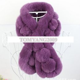 Fashion Women Rabbit Fur Scarf Collar Rex Rabbit Fur Ball Neck Wrap Winter Scarf Girls Neck Warmer Scarf Shawl