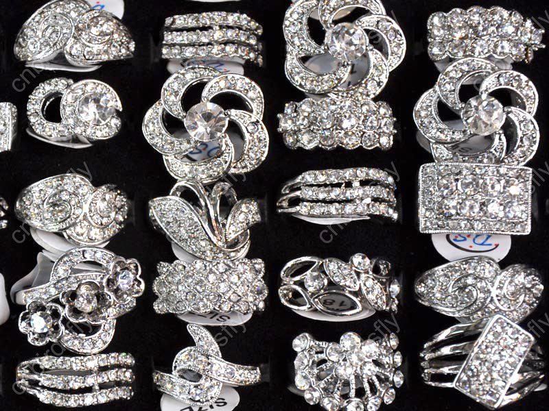 Acheter Bijoux De Mode Anneaux Mix 25 Mix Style Cristal CZ Zircon