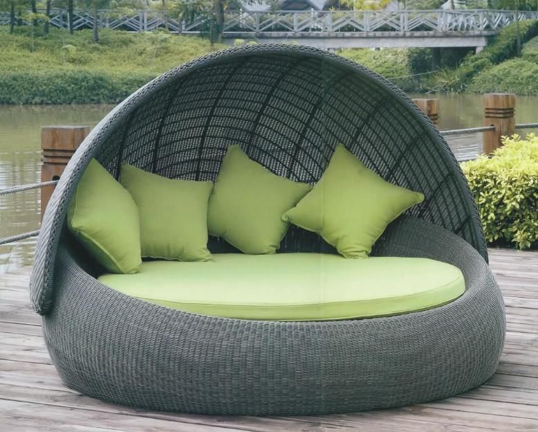 Outdoor Round Bed Sofa Of Garden Furniture With Comfortable Cushion And