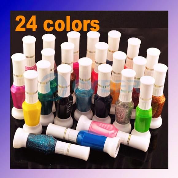 2 Way Glitter Makeup Polish Nail Art Striper Pen +Varnish ...