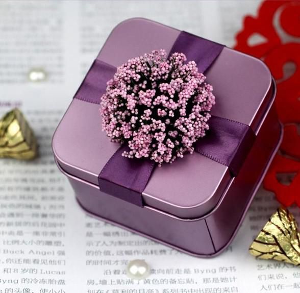 Purple Tinplate Wedding Candy Box Wedding Favors Acrylic Favor
