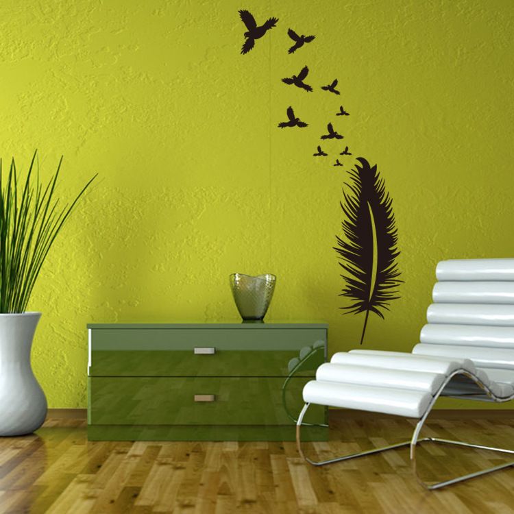 Creative Black Feather Wall Stickers Home Decor Wallpaper Poster Living Room Bedroom Wall Art Mural Diy Decoration Wall Applique Canada 2019 From
