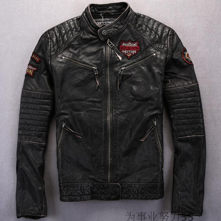 Embroidery Indian Head Back Affiction Jackets 100 Genuine Leather Motorcycle