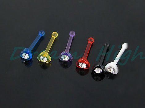 New Arrival UV Acrylic Heart Nose Studs Nose piercing Nose Rings Fashion body jewelry Promotional